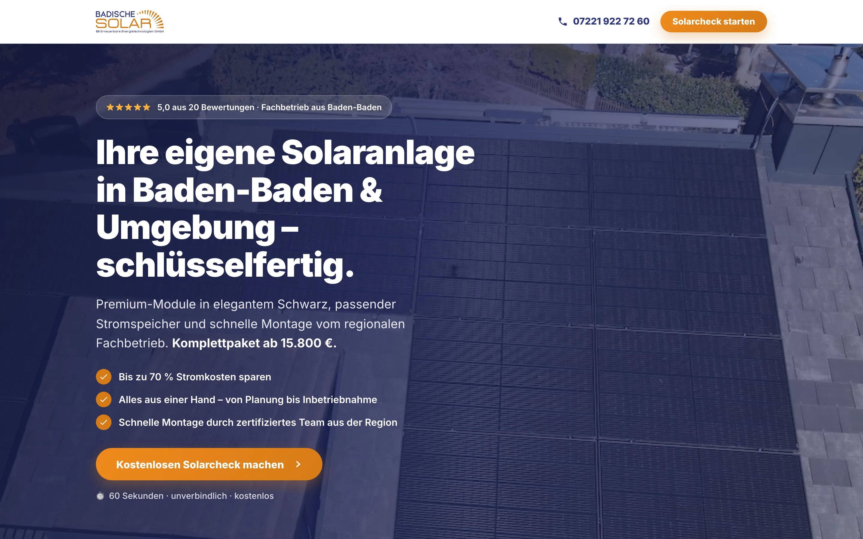 Funnel-Landingpage Badische Solar — Lead-Generierung von LS Gestaltung