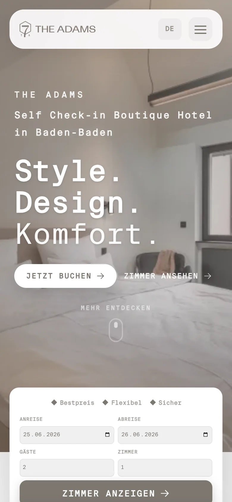 Website für Gastronomie und Dienstleister — mobile Anfrage