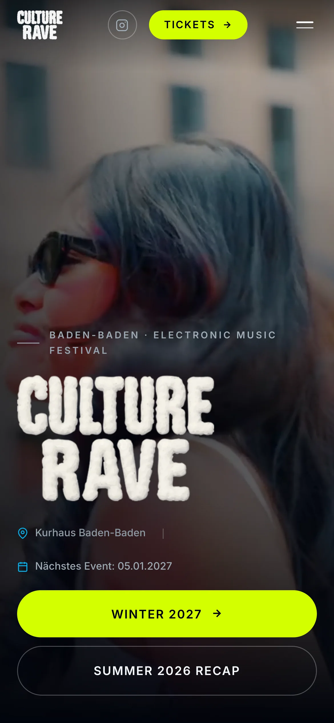 Culture Rave Website mobil — responsive Webdesign Baden-Baden