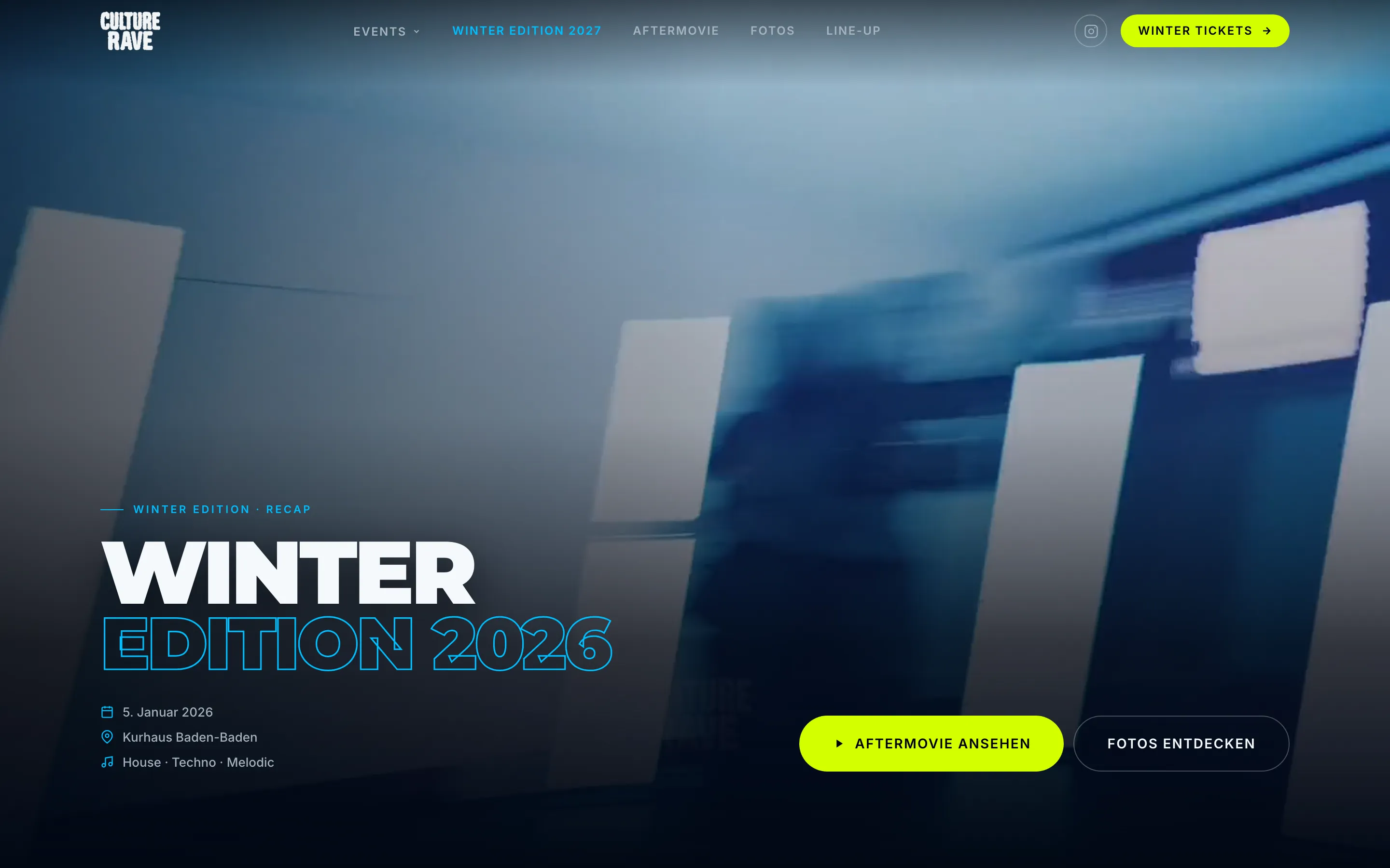 Culture Rave Winter Edition 2026 — Recap-Seite Kurhaus Baden-Baden