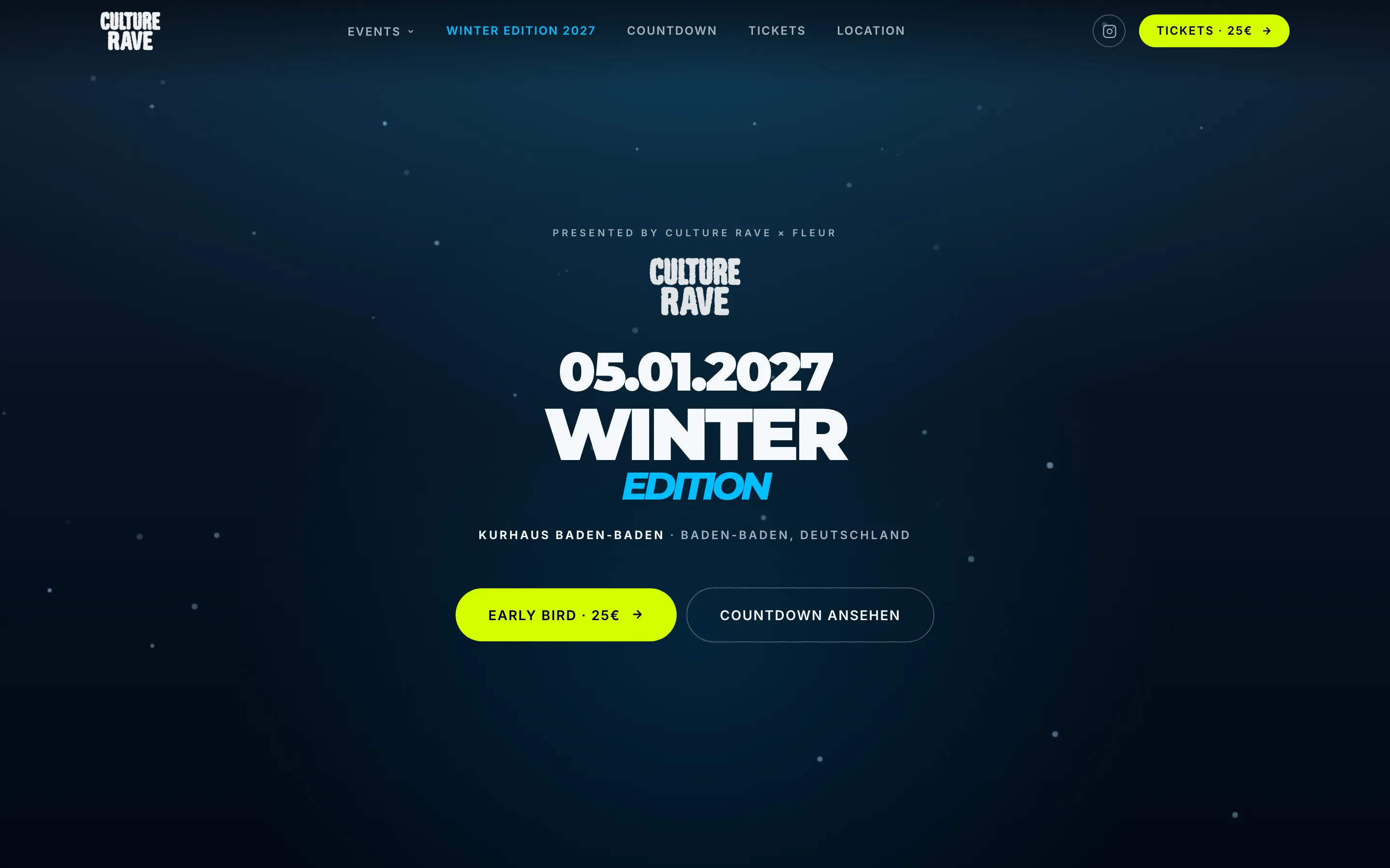 Culture Rave Winter Edition 2027 — Eventseite mit Live-Ticketing
