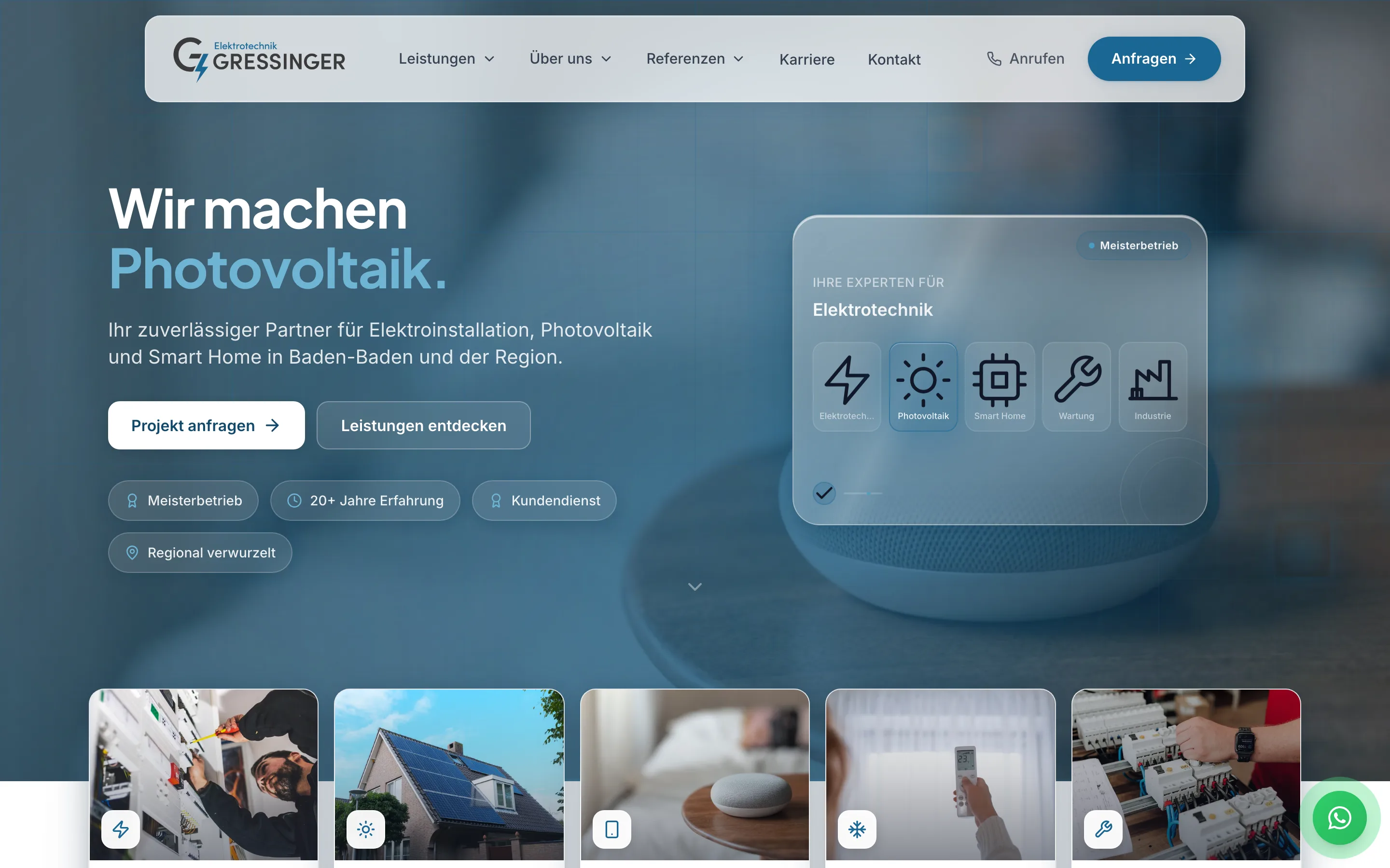 Startseite Elektro Gressinger — Webdesign LS Gestaltung Baden-Baden