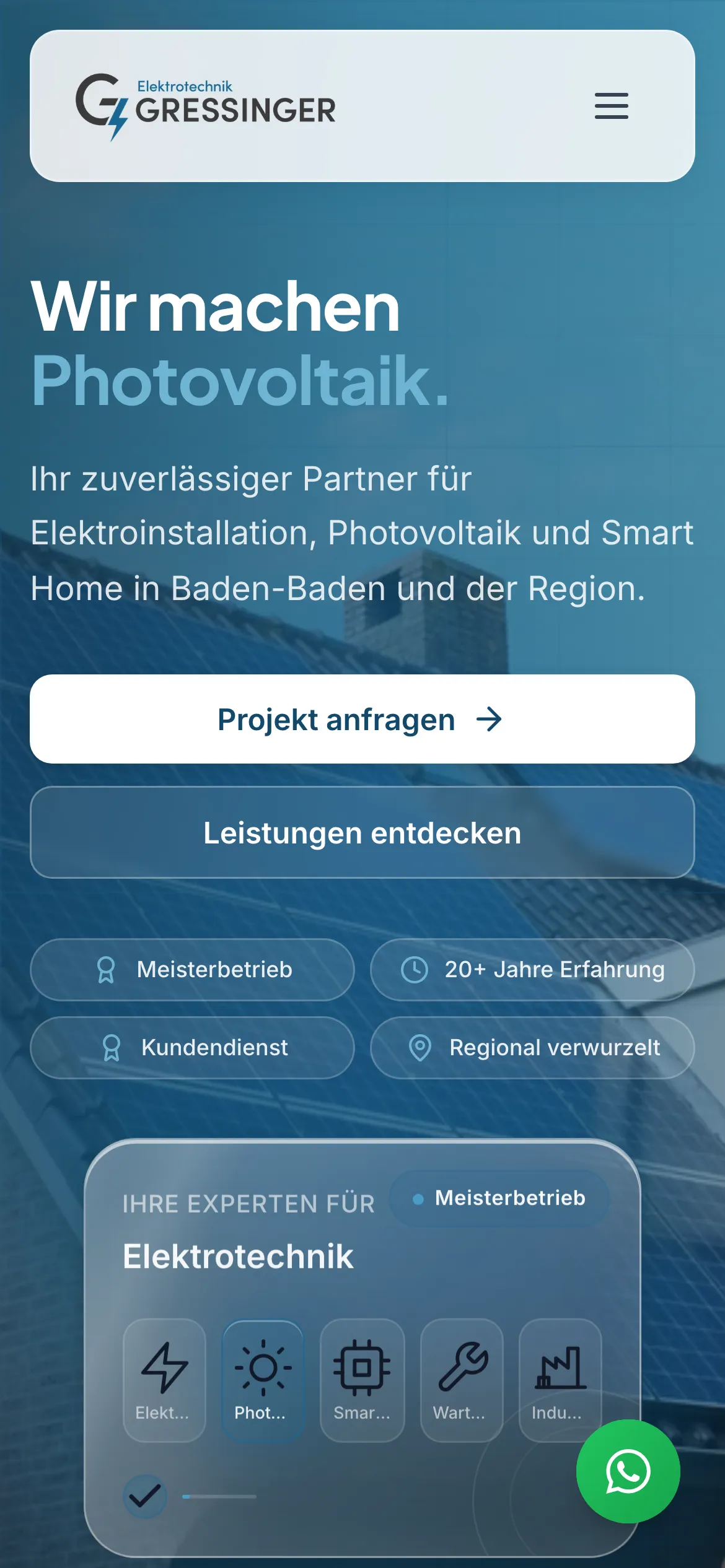 Elektro Gressinger Website mobil