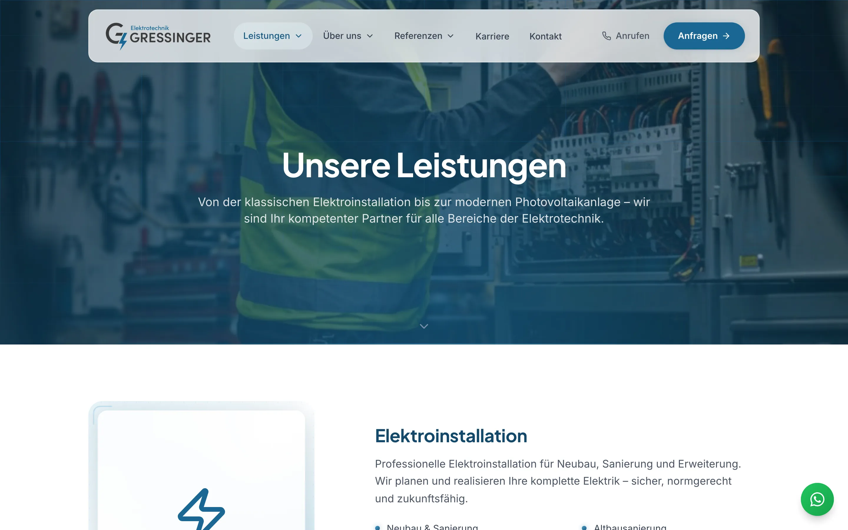 Leistungsübersicht Elektro Gressinger