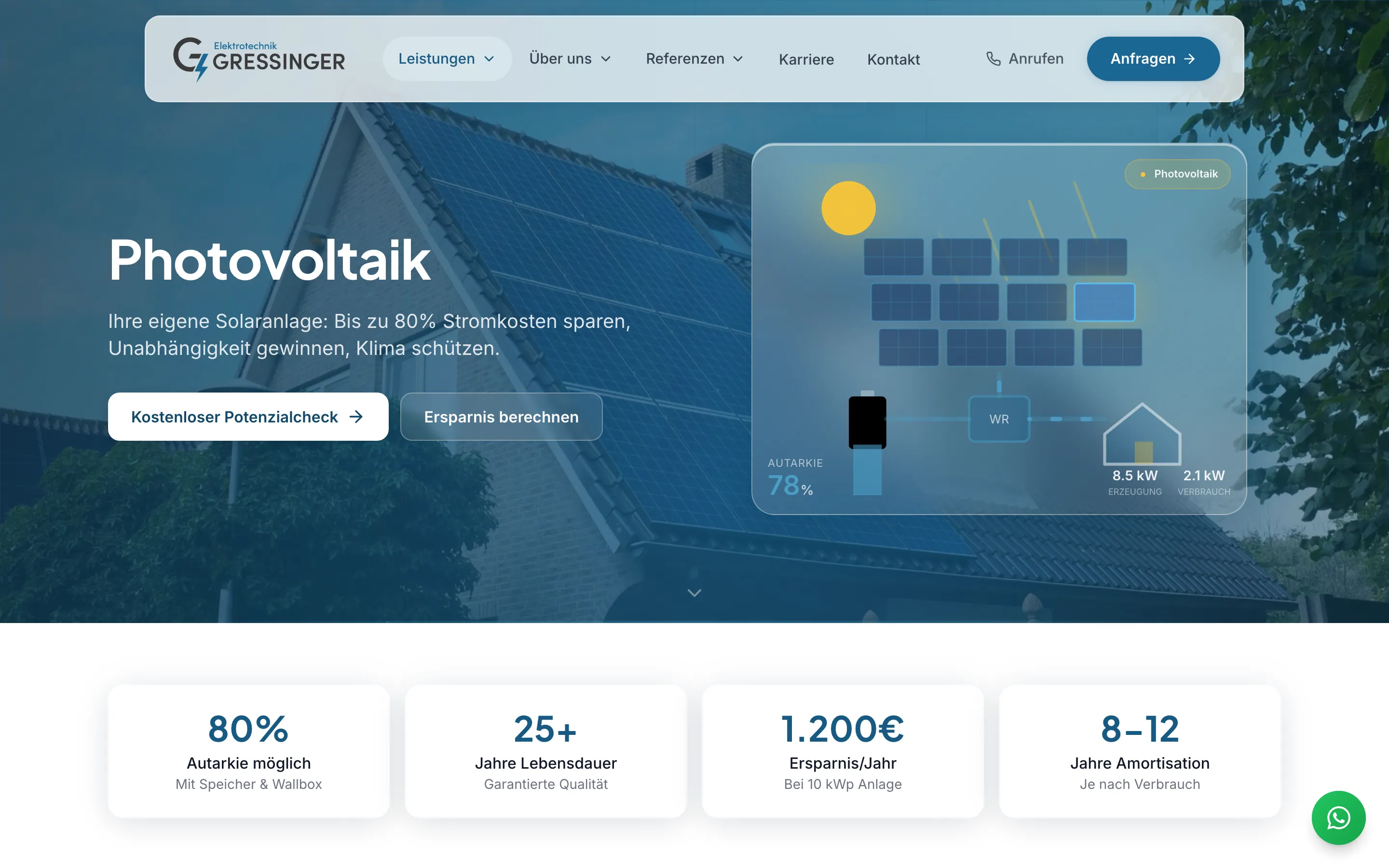 Photovoltaik-Seite Elektro Gressinger