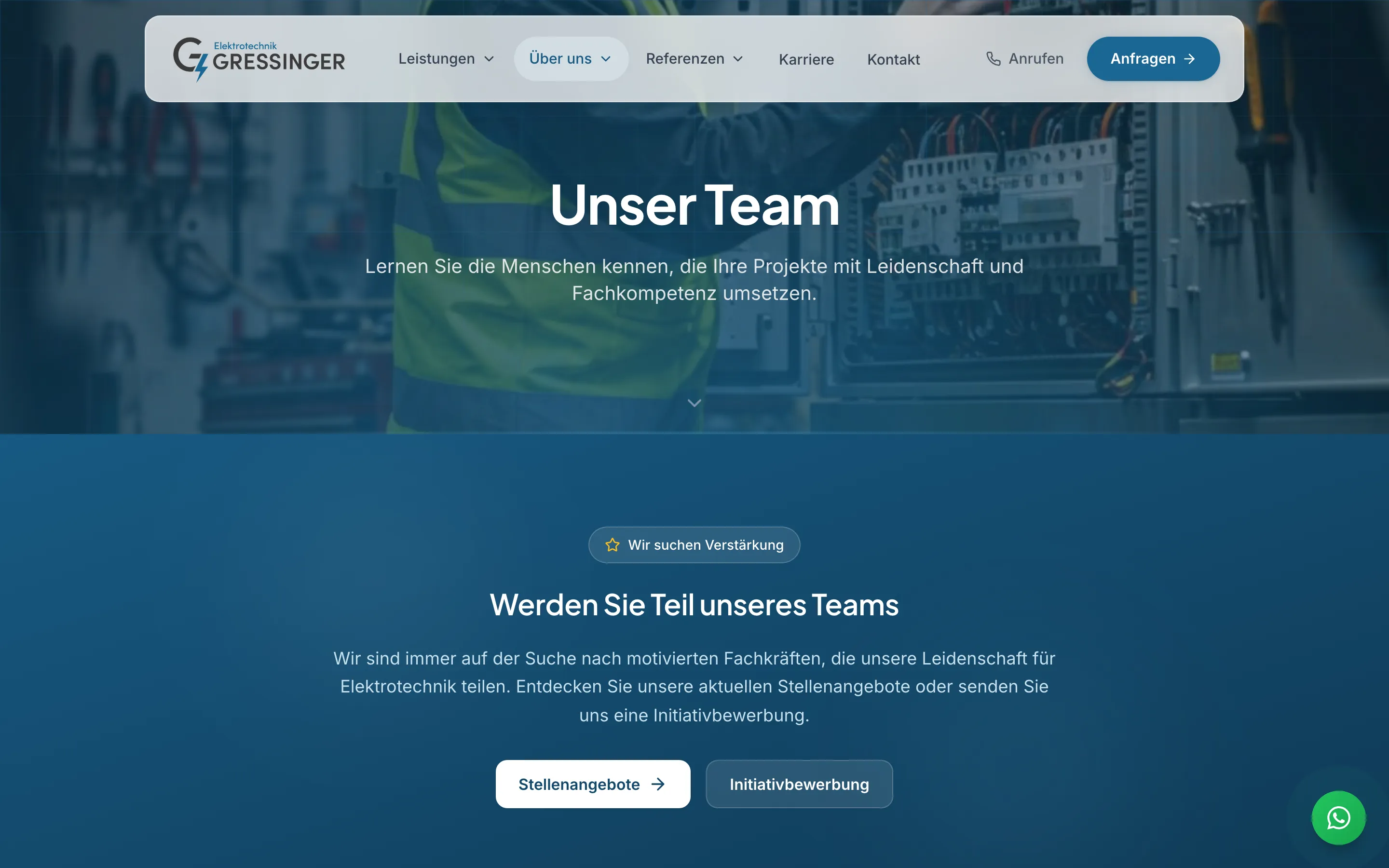 Team-Seite Elektro Gressinger — über das CMS gepflegt