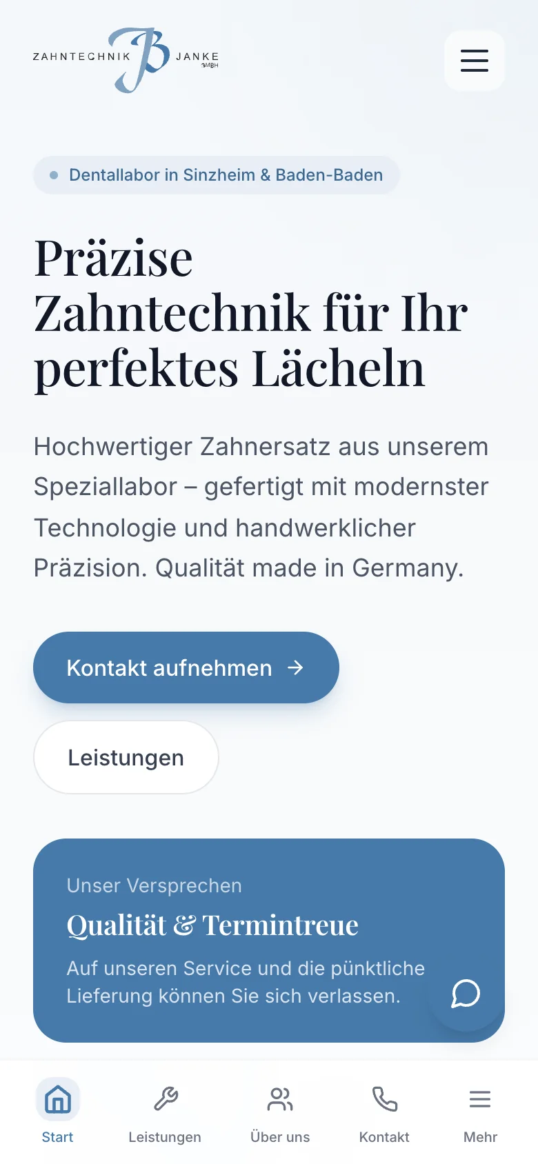 Zahntechnik Janke — Mobile Website