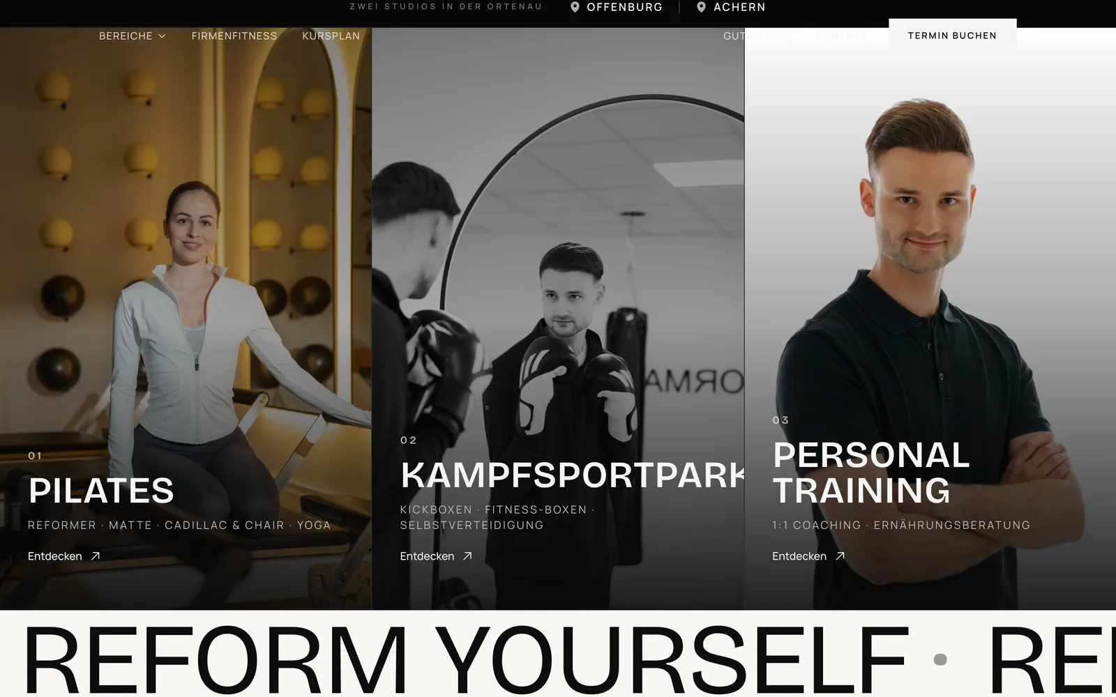 Startseite REFORMOTION — dreigeteilter Einstieg